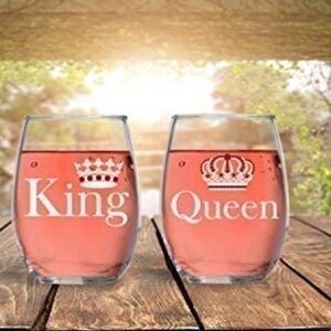 King & Queen 15oz Crystal Wine Glass Set